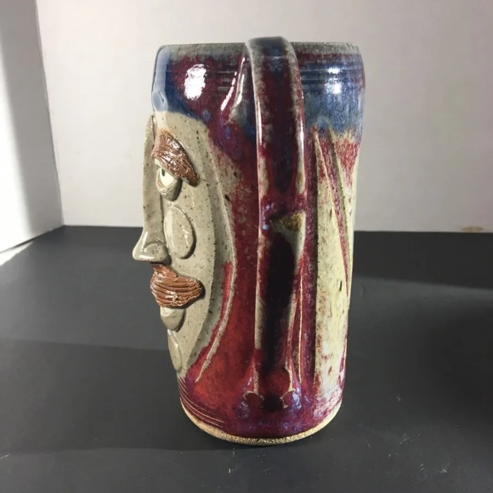 Handmade by Dana Unique Glazed Face Tall Mug